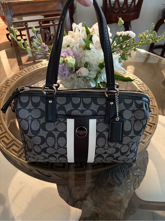Coach Handbags - 🖤🩶COACH SIGNATURE STRIPE GREY/BLACK MONOGRAM TOTE/SATCHEL BAG!🖤🩶